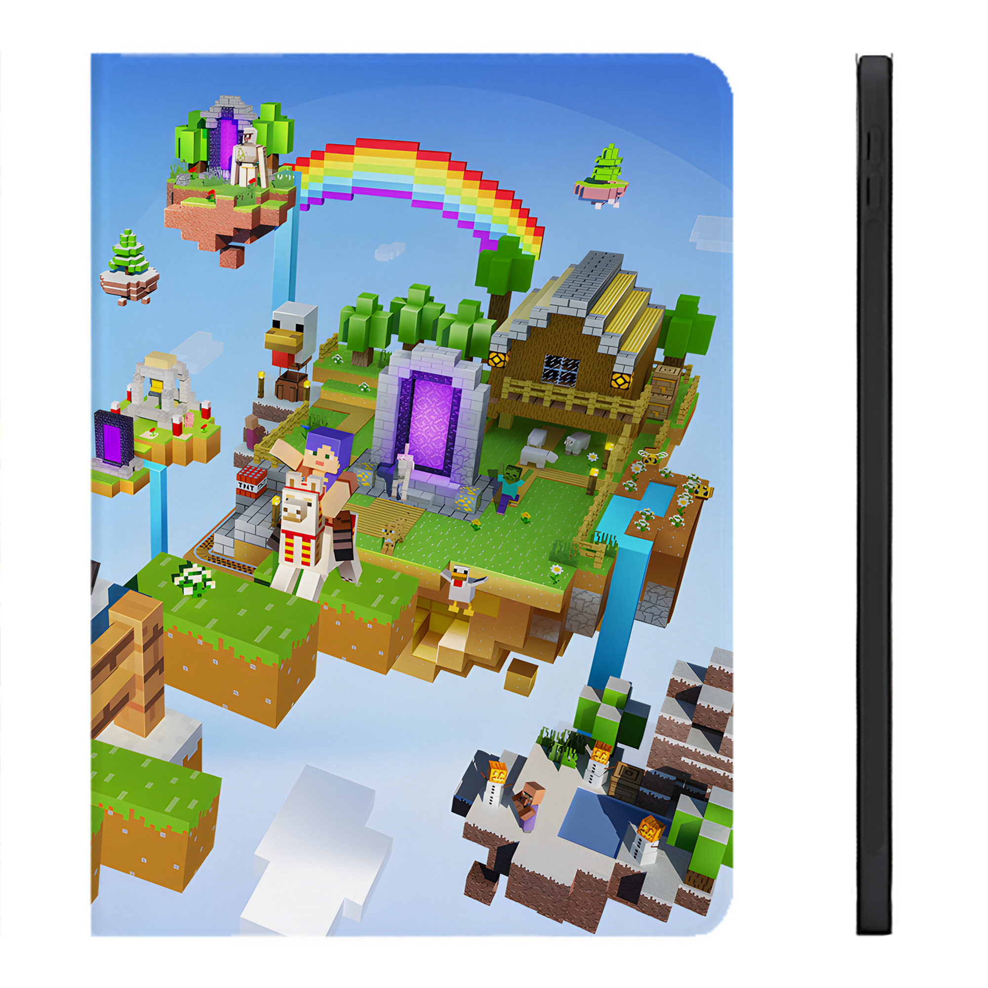 （画像用） マインクラフト ブロックの世界 Minecraft MC Block world IPadケース ペンホルダー付き ブックスタイルデザイン